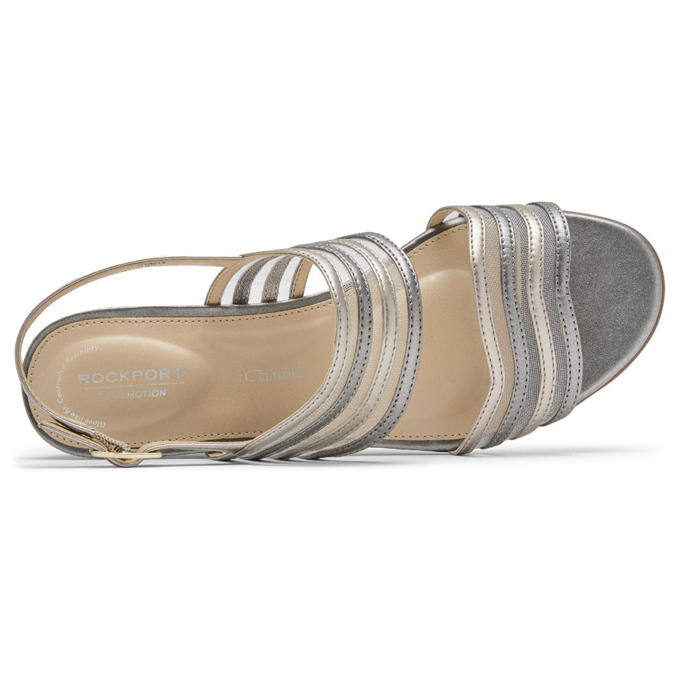 Sandalias Rockport Mujer Mexico - Total Motion Zandra Mesh Plateados - QVFOJ0285